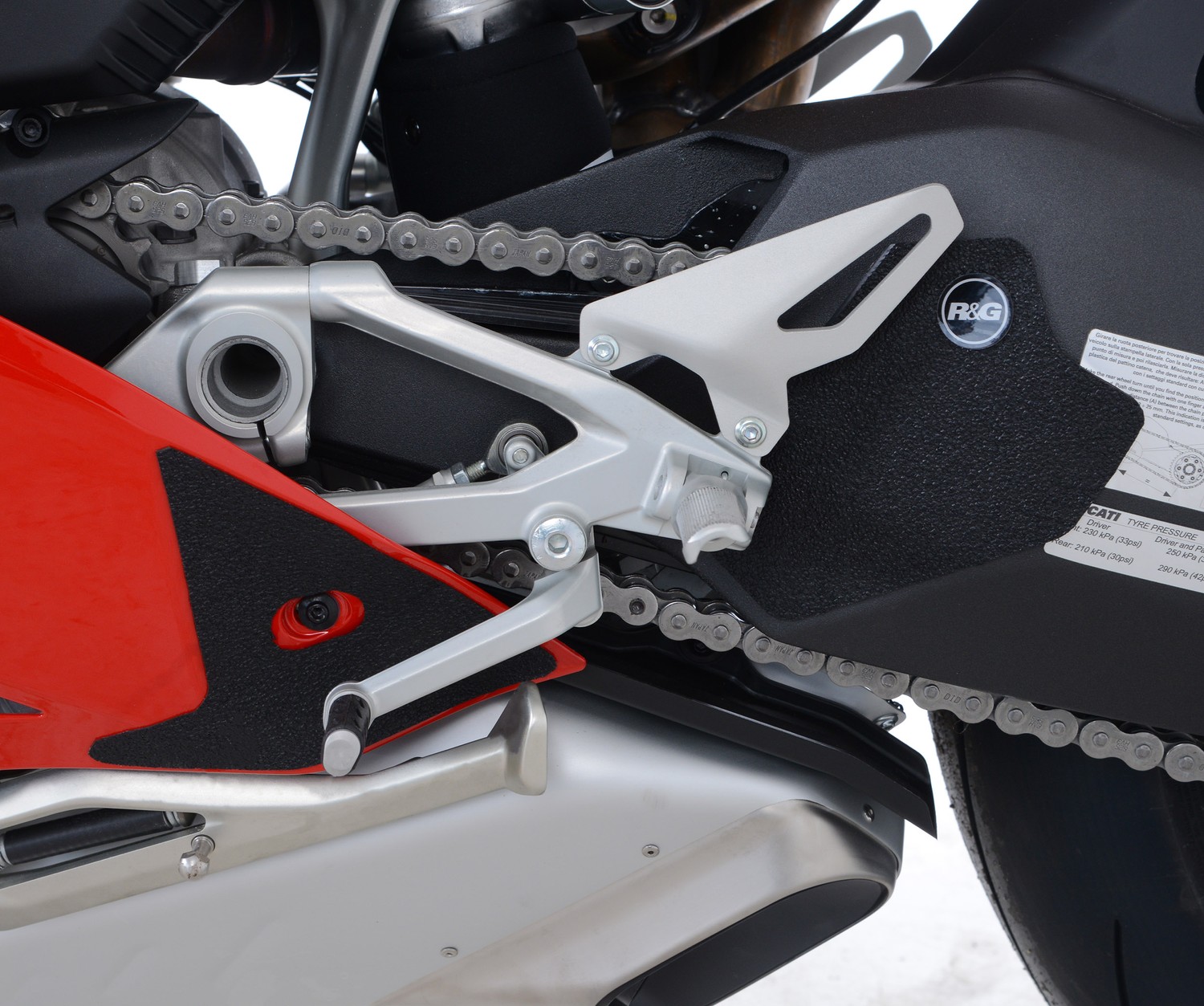 R&G Racing Boot Guard 3-Piece (fairing & swingarm-mounted) for Ducati Panigale V4 (S) '18-'22, V4R '19-'22 R&G Racing Boot Guard 3-Piece (fairing & swingarm-mounted) for Ducati Panigale V4 (S) '18-'22, V4R '19-'22